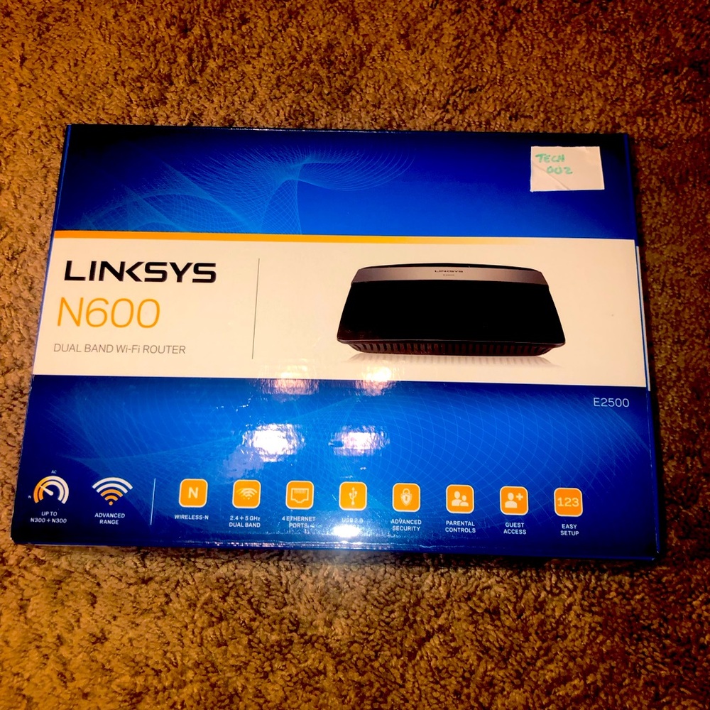 Linksys Router E2500 NP N600 Dual-Band WiFi Wireless Technology 4 Ethernet Ports
